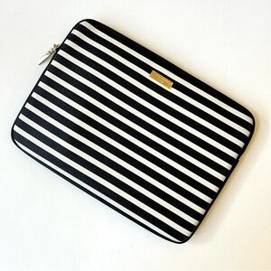 Kate Spade Black and White Striped Tablet Sleeve Like New